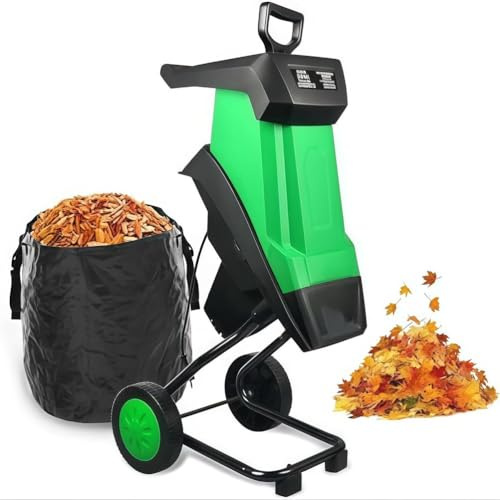 Trituratore elettrico per legno con sacchetto di raccolta e stantuffo per rifiuti da cortile, rami e foglie