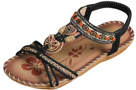 Sandali da donna estivi, eleganti, con separatore per le dita, comode scarpe estive, sandali ortopedici piatti con plantare, sandali traspiranti con cinturino posteriore per vacanze al mare e tempo