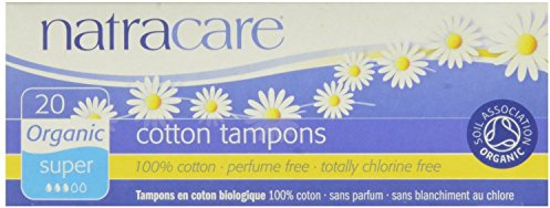Förpackning med 8 x Natracare organiska bomullstamponger super- 20 tamponger