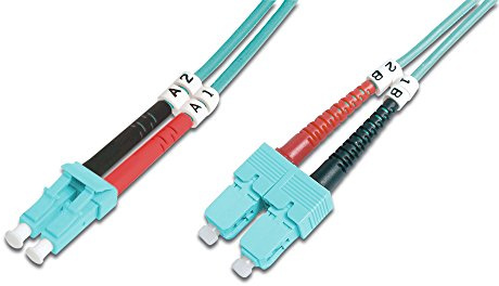 DIGITUS Câble à fibre optique OM3 – 10 m – LC vers SC – Câble à FO duplex