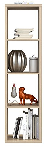 Forte MAURO Regal 30 40, 1x4 Fächer, Standregal, Bücheregal, Büroregal, Home Office, Kinderzimmer, Holzwerkstoff, Sonoma Eiche Holzdekor, 38,2 cm breit x 141,8 cm hoch x 32,9 cm tief