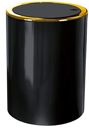 Kleine Wolke Pattumiera per cosmetici Golden Clap, ABS, nero, secchio 5 L, cilindrico