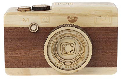 Haven shop Holz-Spieluhr, Retro-Kamera-Design, klassische Melodie für Geburtstag, Heimdekoration