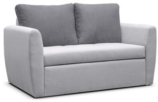 Sofa Sessel mit Schlaffunktion Kindersofa Schlafsessel mit Bettfunktion Gästebett Klappsofa Bettfunktion mit Bettkasten Mini Couch 2-Sitzer Sofagarnitur Jugendzimmer SARA 120 MOEBLO (Hellgrau)