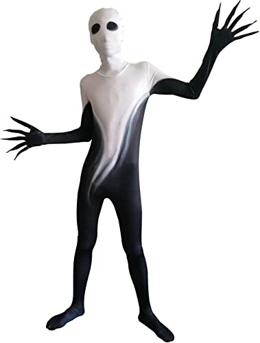 Spooktacular Creations Halloween Black White Shadow Costume for Child Boys Halloween Themed Dress Up Party, Scary Morph Suit-Large(10-12 yrs)