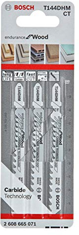 Bosch Professional 3 Stück Stichsägeblatt T 144 DHM Endurance for Wood (für Holz, Zubehör Stichsäge)
