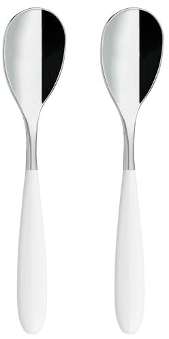 Grunwerg Yin & Yang Teaspoons 2TES650W, 18/10 Stainless Steel, Set of 2, White