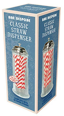 Bar Bespoke Classic Straw Dispenser Complete with 50 Paper Straws. Also a Disinfectant Jar
