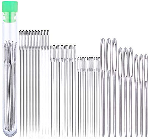 39 Pcs Big Eye Sewing Needles Kit, 6 Sizes Needles for Sewing with Sewing Needles Large Eye, Large Sewing Needles Hand Sewing Needles for Knitting Sewing