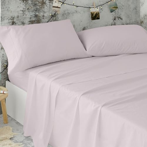 Burrito Blanco Sábanas de Hostelería | Juego de Sábanas 150x190/200 | Ropa de Cama Algodón/Poliéster | Fácil Planchado | Color Rosa Nude | Disponible en Más Medidas