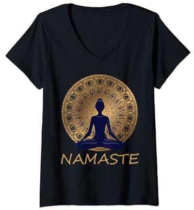 Damen Namaste Yoga Kleidung / Meditation Kleidung/ Gr.:S - XXXL T-Shirt mit V-Ausschnitt