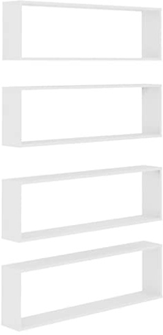 vidaXL Vägghylla kubformad 4 st vit 100x15x30 cm konstruerat trä