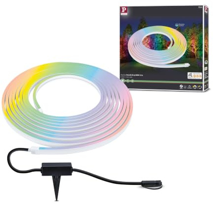 Paulmann 94562 Plug & Shine LED Außenleuchte Stripe Smart Home Zigbee Smooth IP67 10m incl. 1x39 W dimmbar RGBW Farbsteuerung Weiß Kunststoff 3000 K