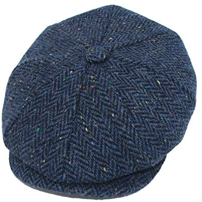 Mega_JumbleSale® Newsboy Cap Gatsby Baker Boy Tommy Hat Flat Caps Tweed Adjustable 20s Peaky Herringbone Cloth Hat (S, Blue)