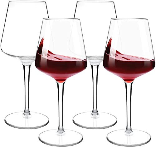 COOKY.D Copas de Vino Blanco Tinto de Tallo Largo Irrompibles Tritan-Plástico Juegos de Vasos de Plástico Regalo Sin Bpa Apto para lavavajillas 445 ML/15.6 OZ, juego de 4
