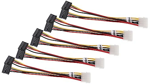vhbw 5X Cable de Corriente Y a 2X SATA (h) para Disco Duro, Fuente de alimentación - 12 cm