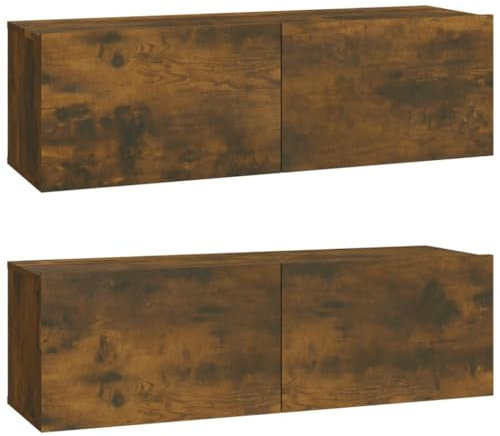 vidaXL 2X TV Wandschrank Schrank Hängeschrank Fernsehschrank Lowboard Fernsehtisch TV Möbel HiFi-Schrank Räuchereiche 100x30x30cm Holzwerkstoff