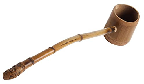 Housoutil Long Handle Bamboo Water Ladle Scoop Japanese Tea Ceremony Water Spoon for Garden Bath Sauna Hair Washing 16.14In