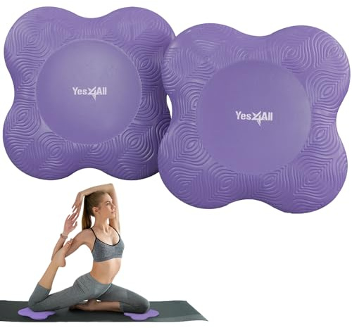 Yes4All Set of 2 Extra Thick Yoga Knee Pad/Anti-Slip Knee Cushion for Head, Elbows, Hands, Wrists, Purple