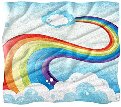 Fleece-Überwurfdecke für Couch, Sofa oder Bett, gemütliche, weiche Decken, Regenbogenwolken, Himmel