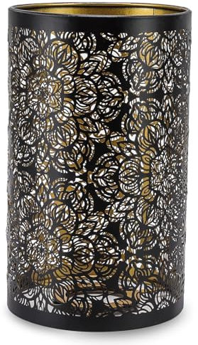 HERCHR Lampenschirme aus Metall, zylindrischer runder Lampenschirm mit Blumenmuster für Tischlampe und Stehlampe, 12 x 12 x 20 cm