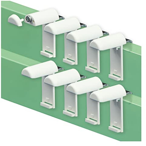 KLEMMFLEX Klemmhalter kurz mit Metallbügel, für Klemmfix Rollo, Doppelrollo, Duo-Rollo, ohne Bohren zum Klemmen und Kleben, 8 Stück, als Zubehör für die Aufhängung, Befestigung am PVC-Fenster