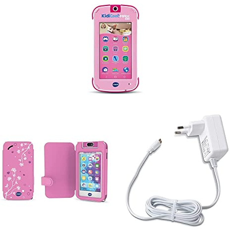 VTech KidiCom Max 3.0 Rose + Etui de Protection Rose + Chargeur USB
