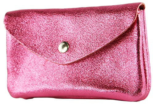 modamoda de P11 Damen Leder Geldbörse Portemonnaie Medium Handmade in Italy, Farbe:Candy Pink Metallic