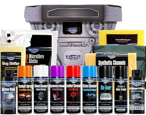 Scotts Ultimate Car Cleaning Kit - 15-Piece Professional Valeting Set for Interior & Exterior | Showroom Finish, Detailing Essentials & More | Perfect Car Wash Gift Pack