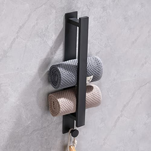 Handtuchhalter Ohne Bohren, Gästehandtuchhalter Bad, Selbstklebende Handtuchhalter, Edelstahl Handtuchstange Schnelle Wandmontage (Schwarz 40cm)