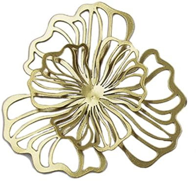 rockible Decoración de Arte de Pared de Metal, Decoración de Pared de Flores, Adorno de Pared de Estilo Moderno, Decoración Colgante de Pared Floral para, Dorado Pequeño, Individual