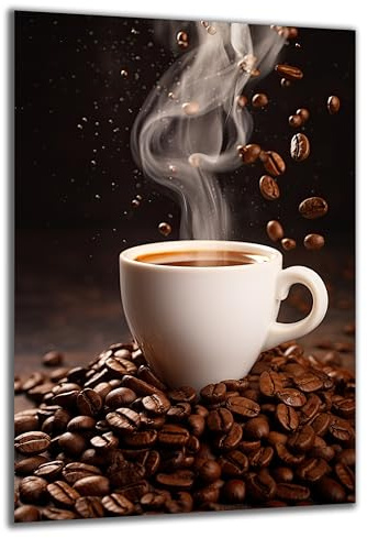 DARO Design - Wand-Bild auf 6mm HDF 30x20 cm Kaffee Bohnen Tasse - Wand-Deko Bilder Geschenk