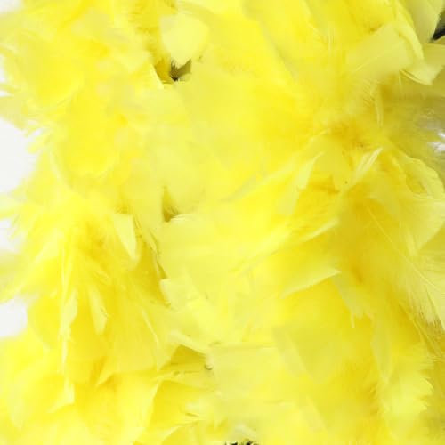 Whakano Modischer Feder-Boa Unisex,Boa für Kostüm-Accessoire,Länge Circa 2 m,Kostüm und Bastelzubehör,Feder Schal für Hochzeit Karneval Halloween Cosplay Weihnachten,Bühnenshows,Kostüm Party,Gelb