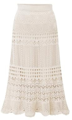 JITEM Gonna Lunga Svasata Lavorata a Maglia in Pizzo all'Uncinetto Allungato da Donna. Gonna Lunga Aderente a Sirena a Coda di Pesce Lavorata a Maglia a Vita Alta