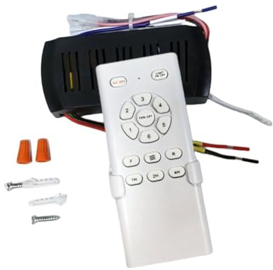 Elqubkan Conversione di Frequenza Ventilatore da Soffitto Kit di Controllo Remoto Luce Alta Tensione Controller Ricevitore Remoto 6 Velocità