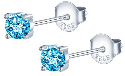 MOOFUN 4MM Zirkonia Ohrstecker Damen Ohrringe Stecker 925 Silber Ohrring Rosegold/Silber/Gold/Schwarz Erstohrstecker Ohrschmuck für Mama Freundin Mädchen Schwester Frauen Geschenk Geburtstagsgeschenk