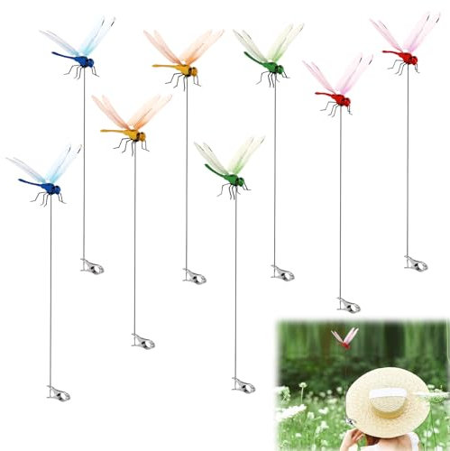lasuroa 8pcs Piquet de Jardin, 31,5x9cm Leurre Libellule Vif Piquet de Jardin Décoratifs Ornements de Jardin Décoration de Jardin pour Jardin Intérieur et Extérieur(4 Couleurs)