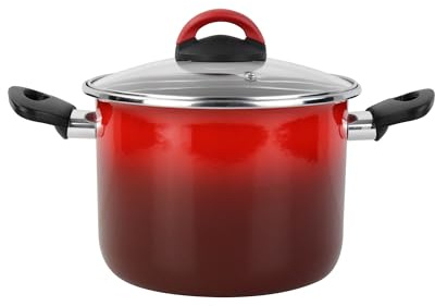 Magefesa Olla alta 'Sfumato Rosso' Ø18cm CON tapa de vidrio color rojo