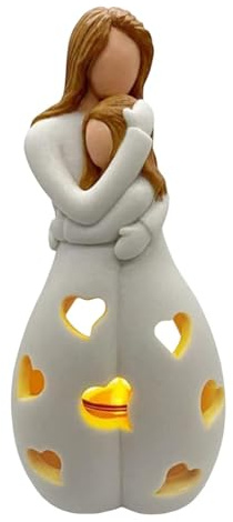 Kerzenhalter-Statue Mutter Tochter - Kerzenhalter-Statue, Shinybox Mama-Geschenk | Kerzenhalter Für Mutter Tochter Mit Led, Dekofigur Teelichthalter Mit Flackernder Led-Kerze, Schreibtisch-Ornament