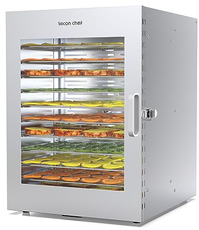 Lecon Chef Food Dehydrator Machine, 12 Stainless Steel Trays Food-Dryer 24H Timer & 194ºF Temperature Control 1000W Dehydrators for Jerky, Herb, Meat, Fruit, Pet Treats