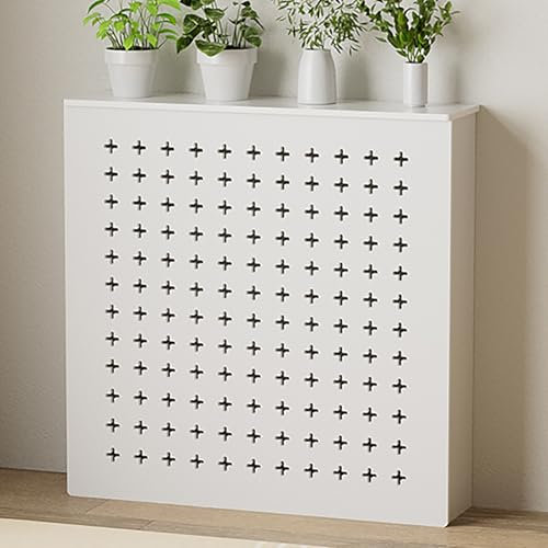 Heizkörperabdeckung, Heizkörperverkleidung Landhausstil, Heizkörperverkleidung Modern Vertikal Lamell Weiß Lackiert Schrank Heizkörper Abdeckung für Wohnzimmer/Schlafzimmer/Küche(80*60*20cm/31.5*24*8i