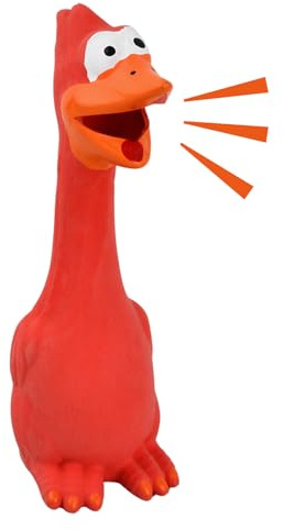 Quietschendes Hundespielzeug Tukan Gummihuhn - Leicht Zu Klingen, Beiß- Und Verschleißfest Aus Latex Für Große Und Kleine Hunde (Rot)