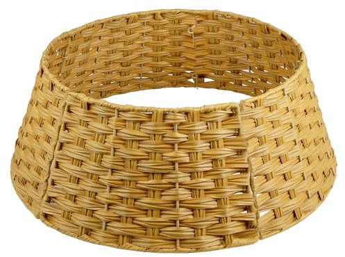 Truevaste Rattan Weihnachtsbaumrock Ø 65 cm, 5 Teile Abdeckung für den Christbaum Ständer Abnehmbar, Weihnachtsbaum Kragen Tannenbaum Rock, Abdeckung für Christbaumständer Korb