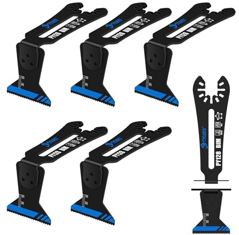 PAYA kobalthaltige Bimetall Multitool Sägeblätter, 90° gebogenem Kopf, 5pc | universelles Multitool-Zubehör für enge Spalten und Ecken – schneidet Holz, Kunststoff, Weichmetall sowie Gips,PY128