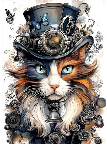 MAXBYE Diamond Painting Art Kits für Erwachsene, 5D Katze Diamant Kunst Sets DIY Animal Vollbohrer Art Kristall Kunsthandwerk Für Anfänger, Diamant Malerei Bastelset für Haus Wanddeko 30x40cm