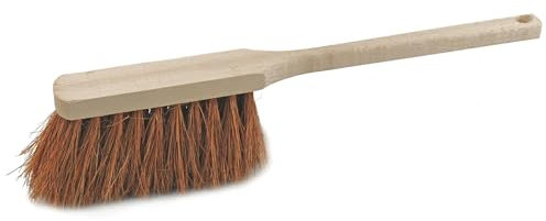 Novaliv Spazzola a mano con manico lungo di alta qualità, 45 cm, con manico in legno, setole di cocco fini per una pulizia efficace, versatili, possibilità di applicazione, officina, polvere, sporco,