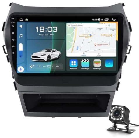 Keoaiob Autoradio Android 14.0 Radio per Santa Fe 3 2013-2016 Navigazione Satellitare GPS 9'' Touchscreen Dvd Lettore Video Multimediale Ricevitore FM BT con Carplay 4g 5g WiFi Dsp SWC(Color:M100S)