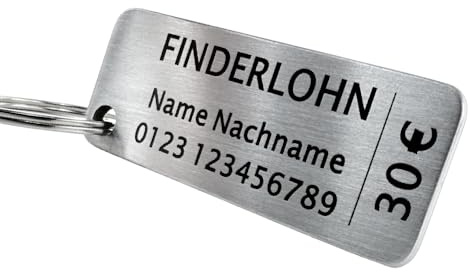 WIENS3D Finderlohn Schlüsselanhänger personalisiert mit Gravur | schlüssel verloren anhänger | Telefonnummer Handynummer Adresse Name Nachname Adressanhänger Kinder Opa Oma Eltern Gepäck Tasche