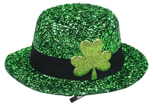 Totelux St. Patrick's Day Haarspangen mit Glitzer, grüner Hut, Haarspangen mit Kleeblatt, niedliche Krokodilklemmen, Haar-Accessoires für Frauen und Mädchen, irisches Festliches Partyzubehör