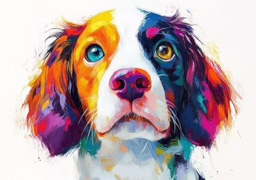 Puzzle 1000 Teile Erwachsene Klassische Puzzle Farbiger Hund Perfekt Um Die ProblemlöSungsfäHigkeiten Zu Verbessern, FöRdert Konzentration und Geduld, Erwachsene und Kinder Ab 14 Jahren 75x50 cm L-3